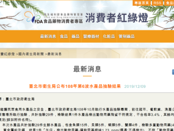 臺北市衛生局公布108年第6波水產品抽驗結果